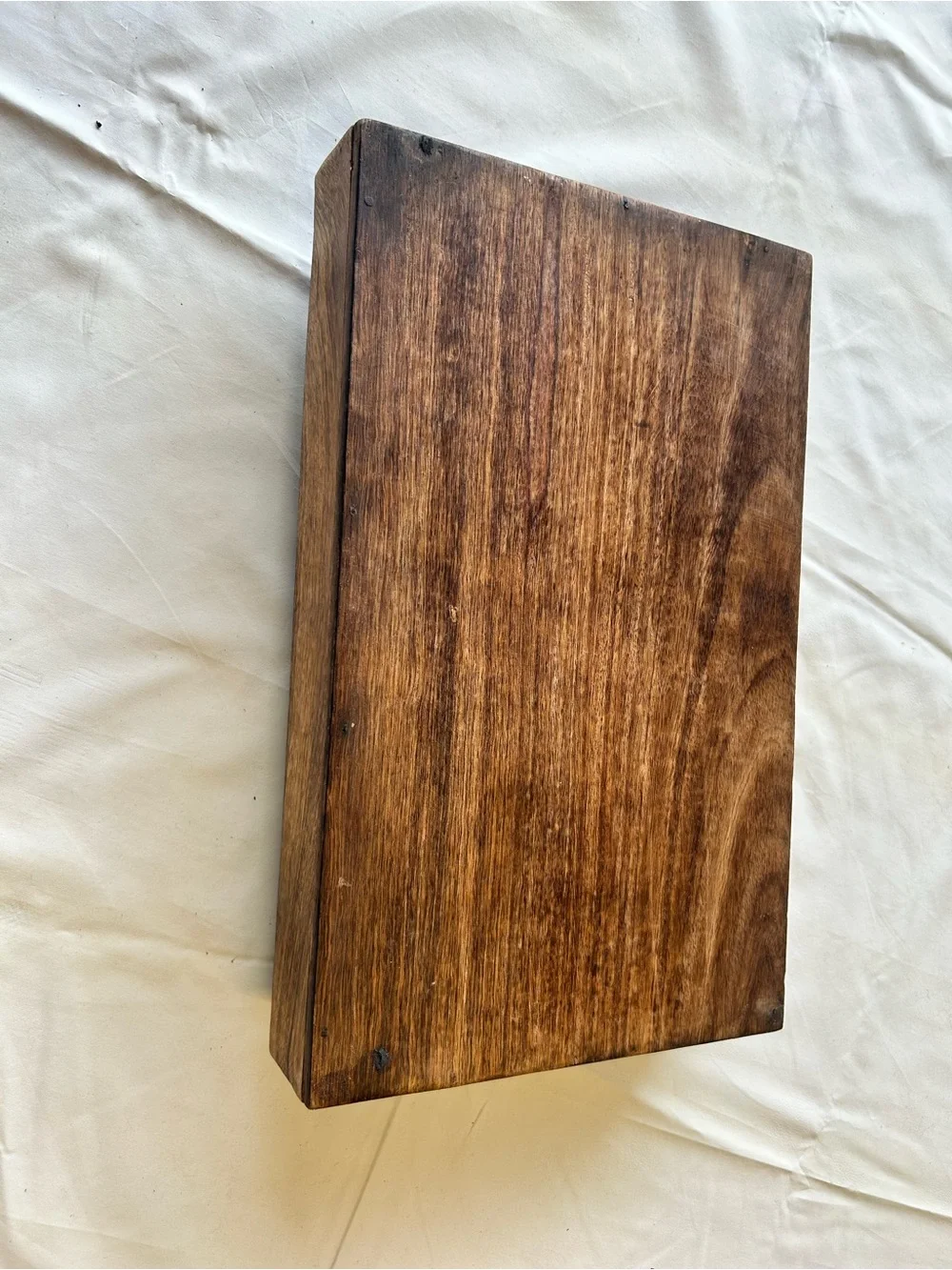 Handcrafted Brown Wooden Vanity Tray with Carved Skull Accent